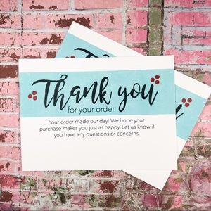 Custom Handmade 100 Thank You Purchase Cards
